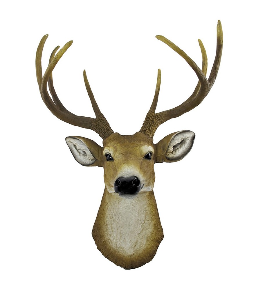 Zeckos Lifelike Faux 8 Point Buck Deer Head Bust Wall Mount Hanging 23 inch