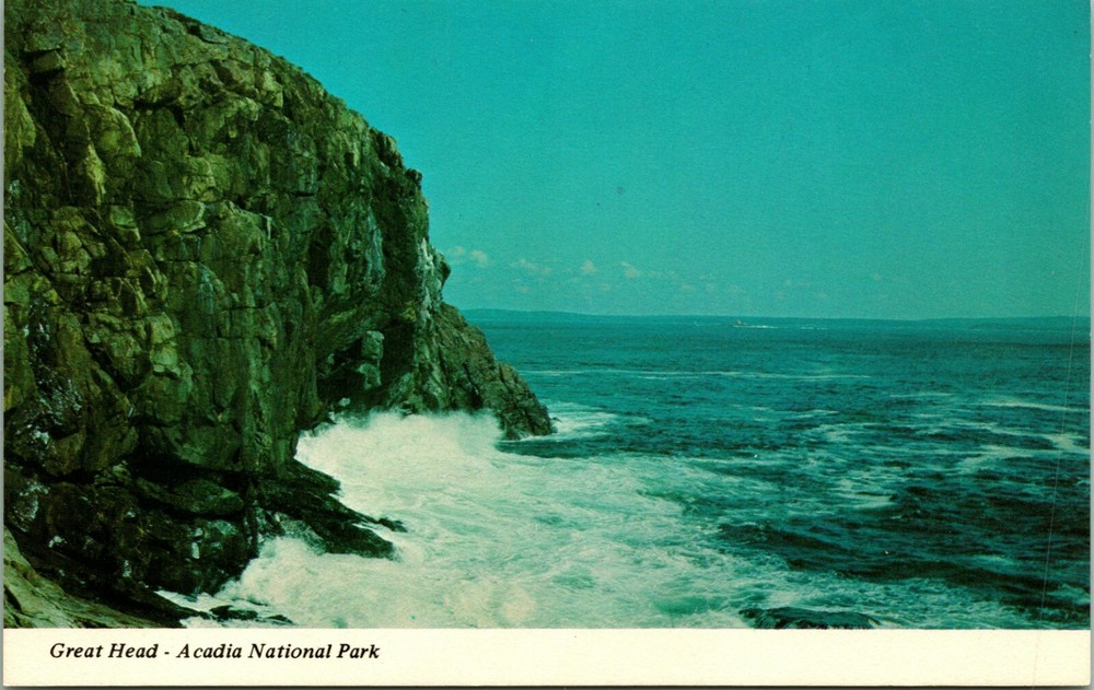 Vtg Chrome Postcard Bar Harbor Maine ME Acadia National Park Great Head UNP-image