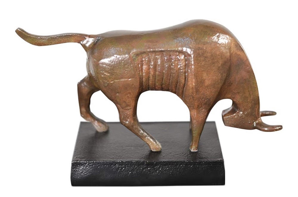 Metal Bull Figurine Sculpture Bronze Art Statue 12