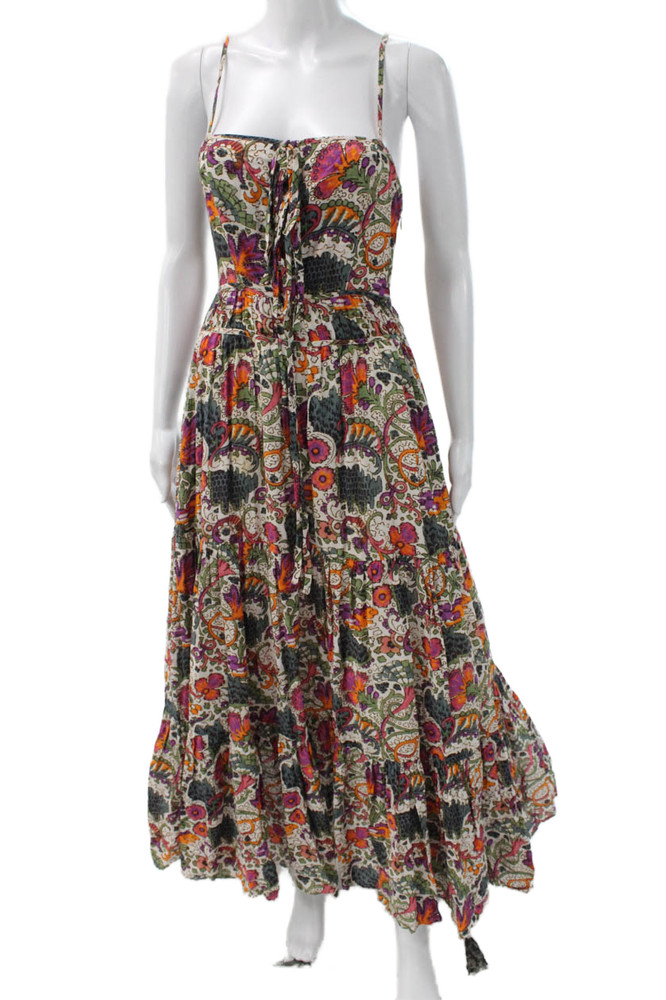 Rhode Womens Multicolor Floral Maxi Dress Sweetheart Sleeveless Zip Size XSFree Shipping in US $100+ Orders | $6.95 Orders Below