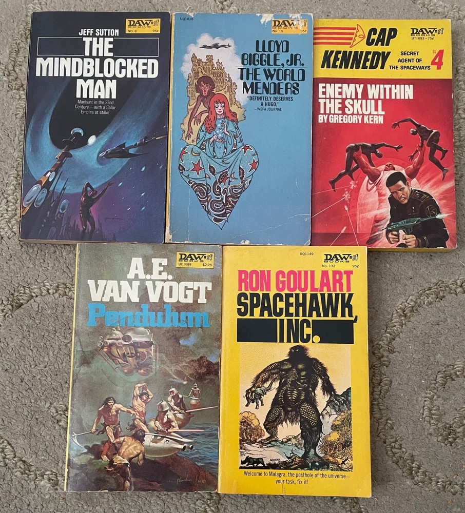 DAW Books scifi 1970s 5 paperback lot Goulart Van Vogt Kennedy Biggle Sutton