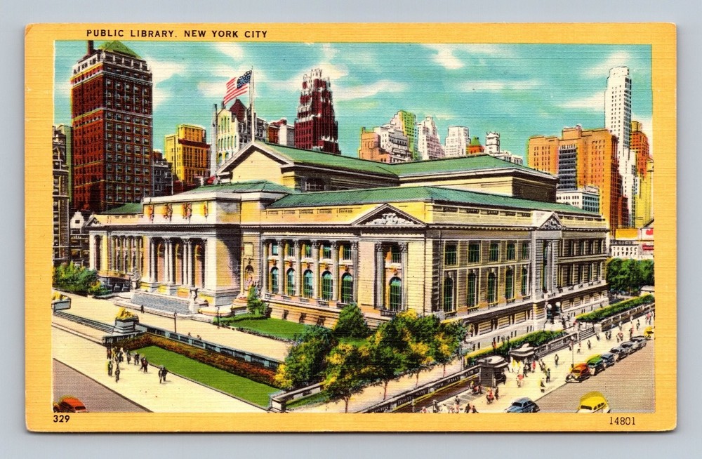 Vintage Public Library New York City Postcard Fifth Avenue 1911 Building