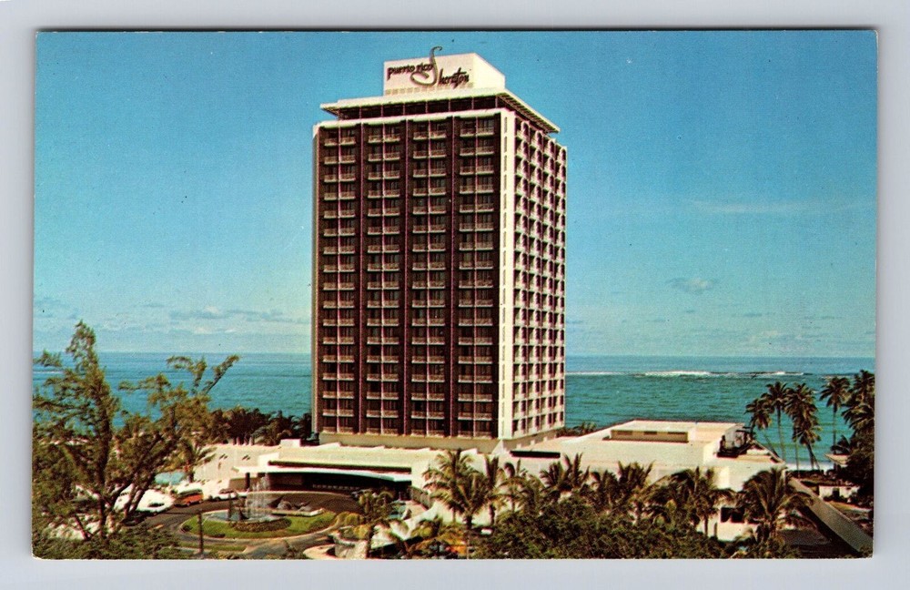 San Juan PR-Puerto Rico, Puerto Rico Sheraton Hotel Advertising Vintage Postcard