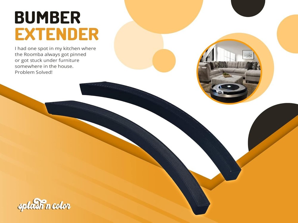 SplashNColor Bumper Extender Guard Compatible with Roomba Eufy Vacuum 2 Pack