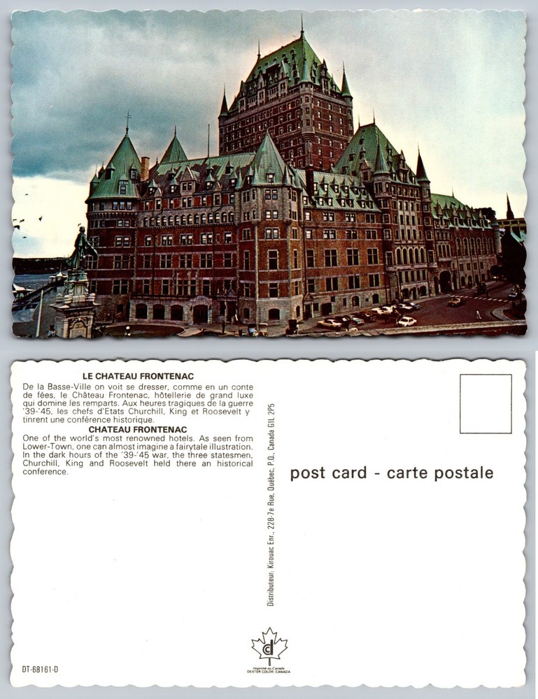 Le Chateau Frontenac Quebec Canada Postcard