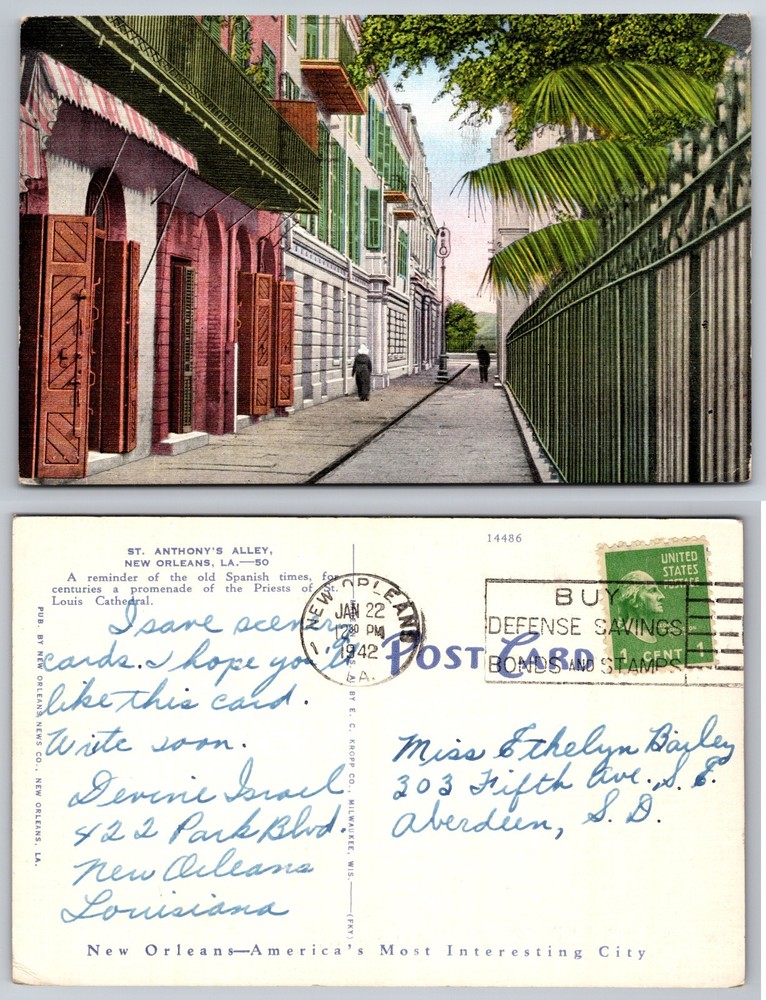 St Anthonys Alley New Orleans Louisiana Postcard