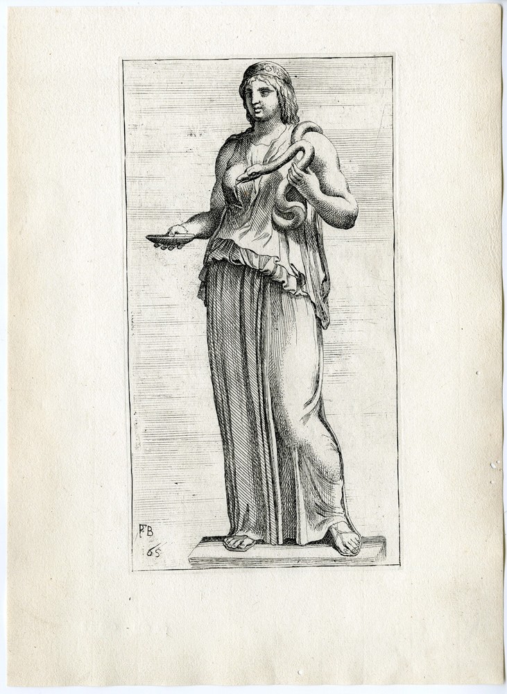 Ancient Roman Statue of Vestal Virgin with Snake by Francois Perrier 1638