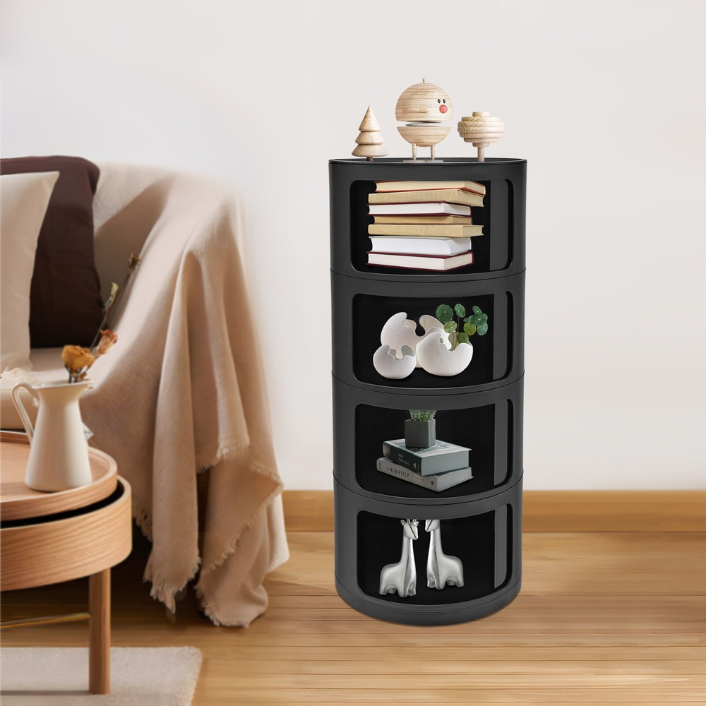 3-Tier Round Storage End Table with Drawers - Holds 88lbs