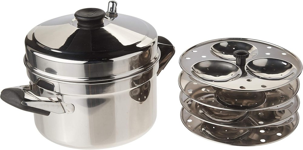 Tabakh HIC-204 4-Ra Stainl Steel Idli Cooker w/ Hawkins Type Stand,