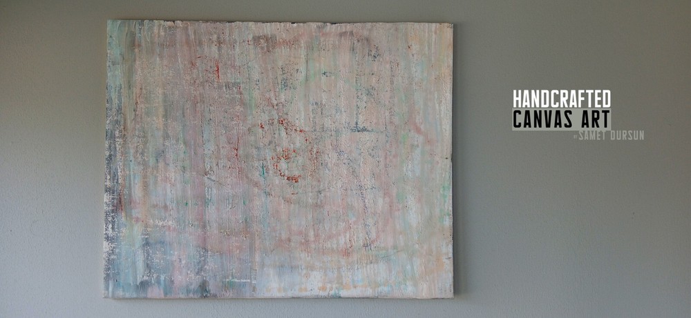 Unique Abstract Art: Textured Pastel Painting with Red Accent - Original Artwork-image