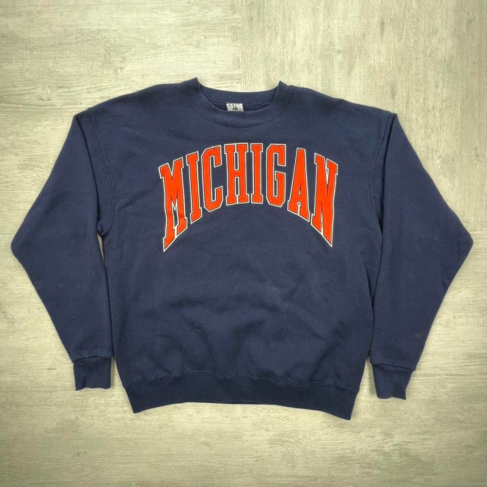 Vintage 90s Michigan Wolverines Sweatshirt Size: XL Blue Orange NCAA College