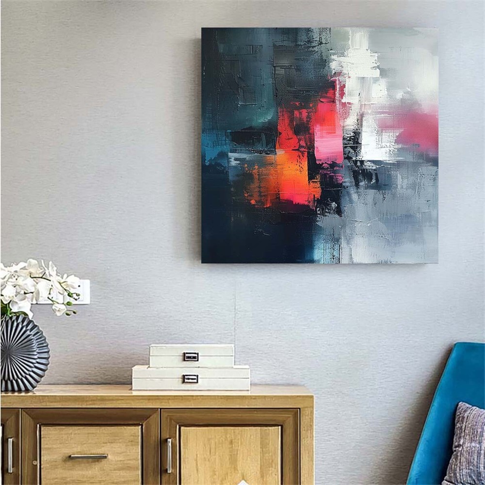 Hand Painted Black Abstract Oil Painting On Canvas Abstract Wall Art Home 31in