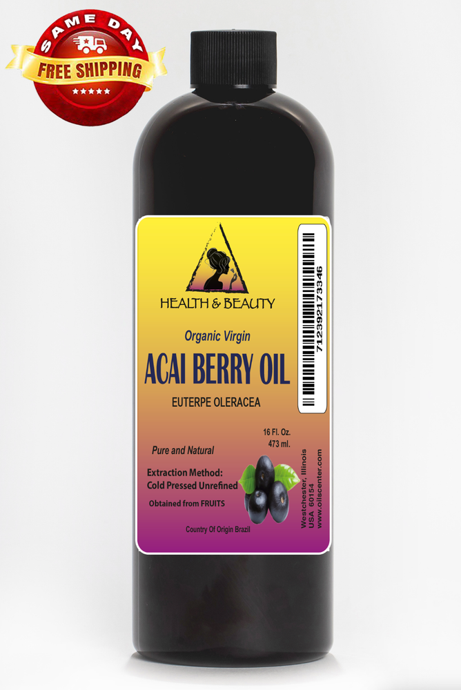 ACAI BERRY OIL UNREFINED ORGANIC by H&B Oils Center 100% PURE COLD PRESSED 32 OZ-image