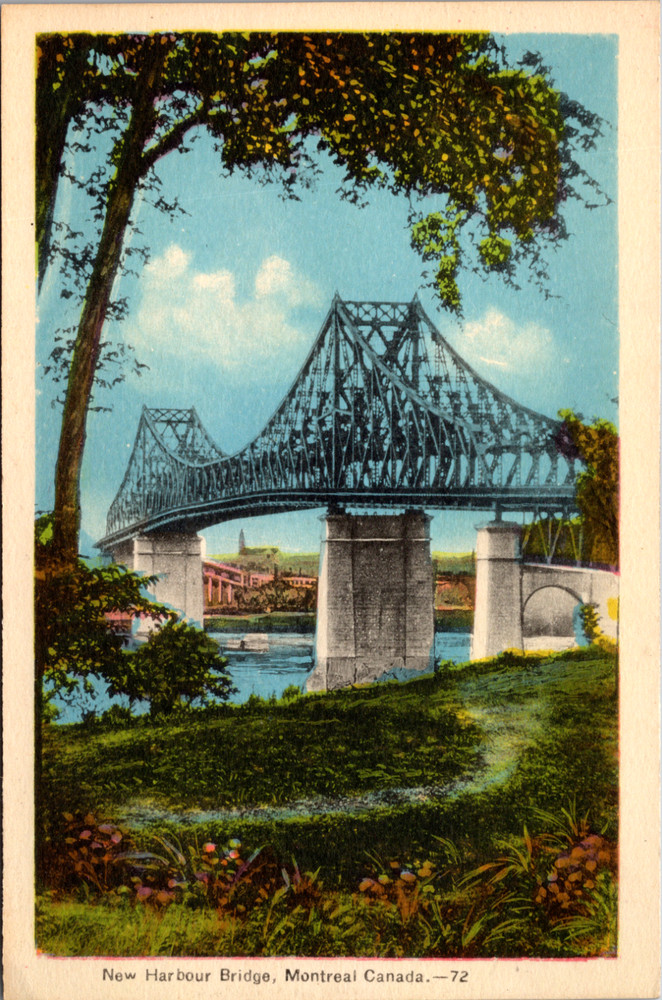New Harbour Bridge Montreal Quebec Canada Vintage Postcard
