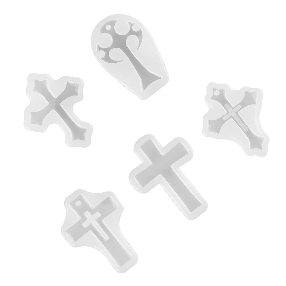 5PCS DIY Silicone Cross Resin Mold Jewelry Epoxy Making Casting Mould Tool