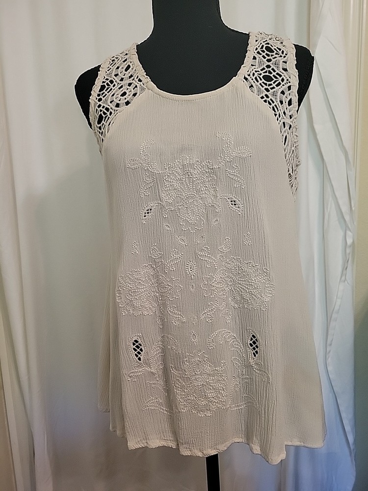Blu Pepper Fairycore Boho Chic Lace Cami Creme Tank Top Size M