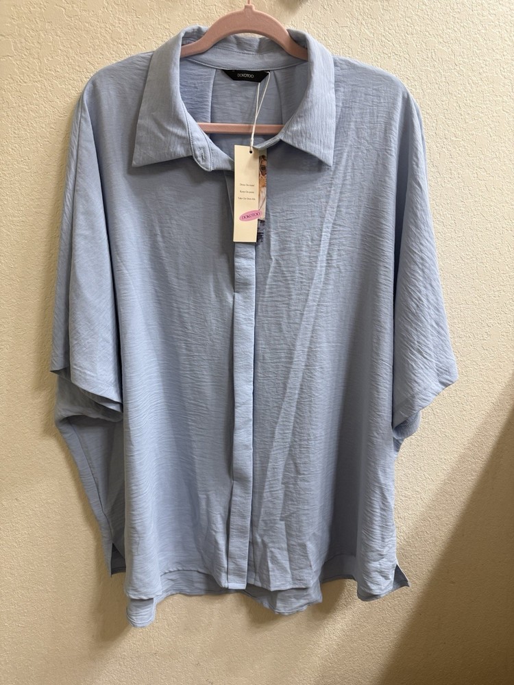 Women's Dokotoo Size 2XL Light Blue Comfy, Flowy Blouse with Dolman Sleeves NWT