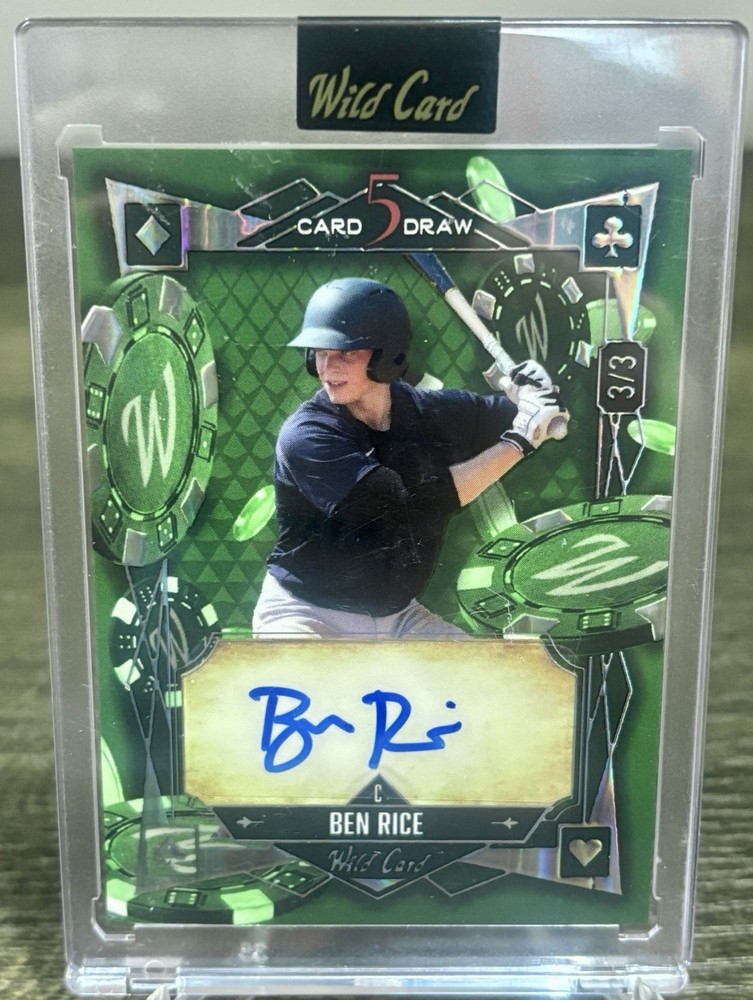Ben Rice Rookie Auto 3/3 2024 Wild Card Green 5 Card Draw Still Sealed Mint 🔥🔥