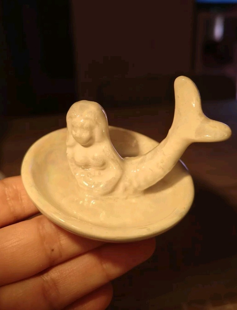 Mermaid Jewelry Dish for Rings Bracelets White Ceramic Valentine Gift  