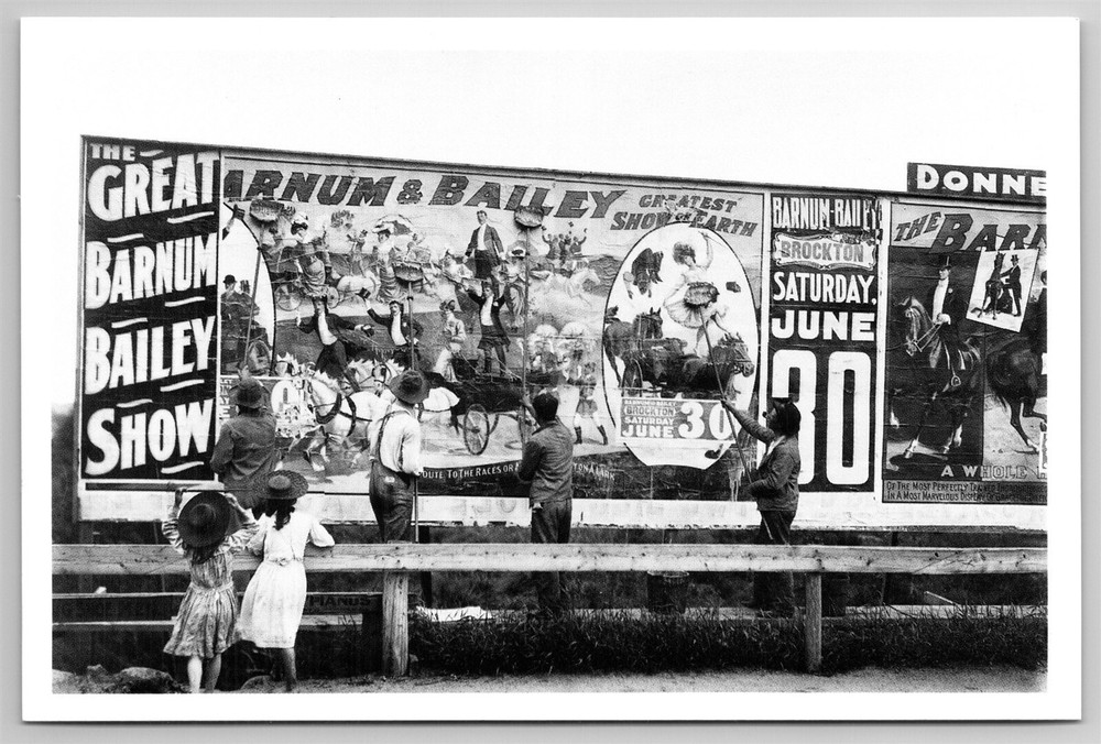 Billboard Barnum & Bailey Circus Print John & Mable Ringling FL Postcard CO4