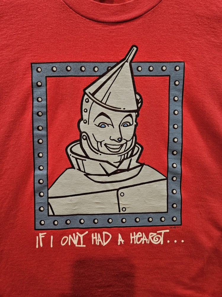 Vintage Tin Man If I Only Had A Heart Red T-shirt 90s Anvil Size Large