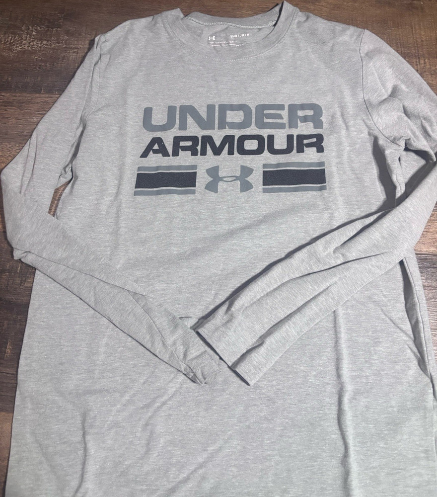 Under Armour Boys Gray HeatGear Long Sleeve T-Shirt Size M