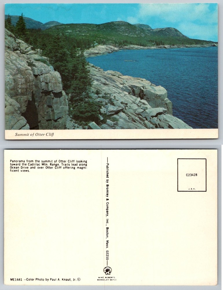 Otter Cliff Acadia National Park Maine Vintage Postcard Cadillac Mt Range-image