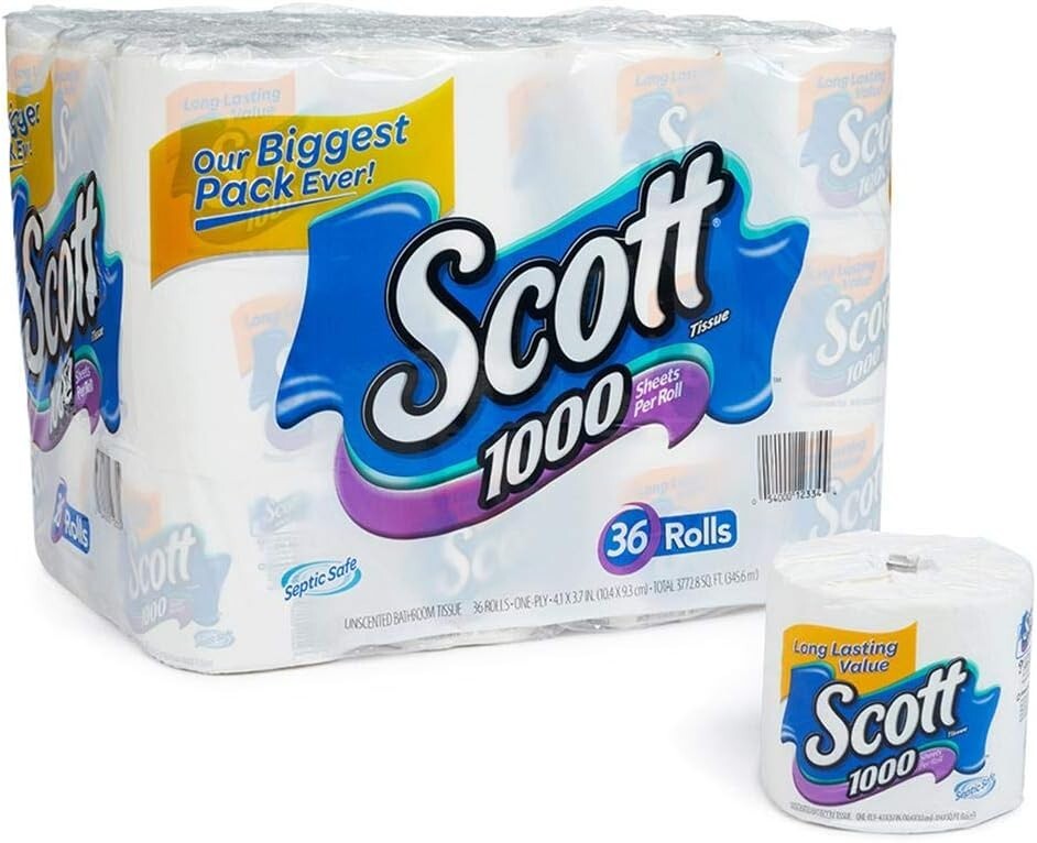 Scott 1000 Toilet Paper, 36 Rolls, 1,000 Sheets per Roll Brand New