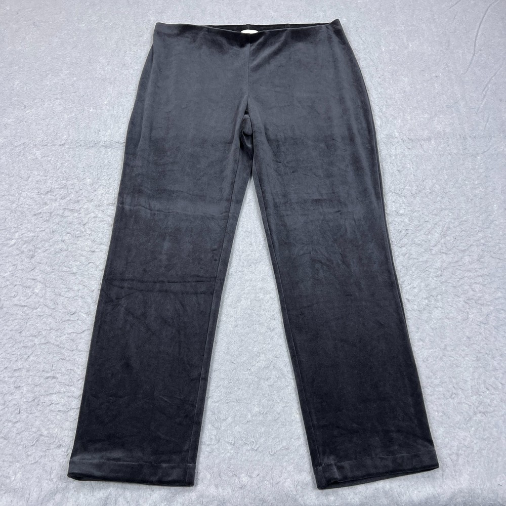 J Jill Pants Womens Large Shiny Black Velvet Velour Pull On purejill Leggings