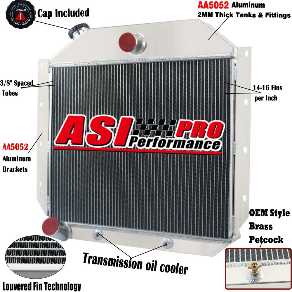 3 Row Aluminum Radiator For 1951-1957 1955 International Harvester L R S Series