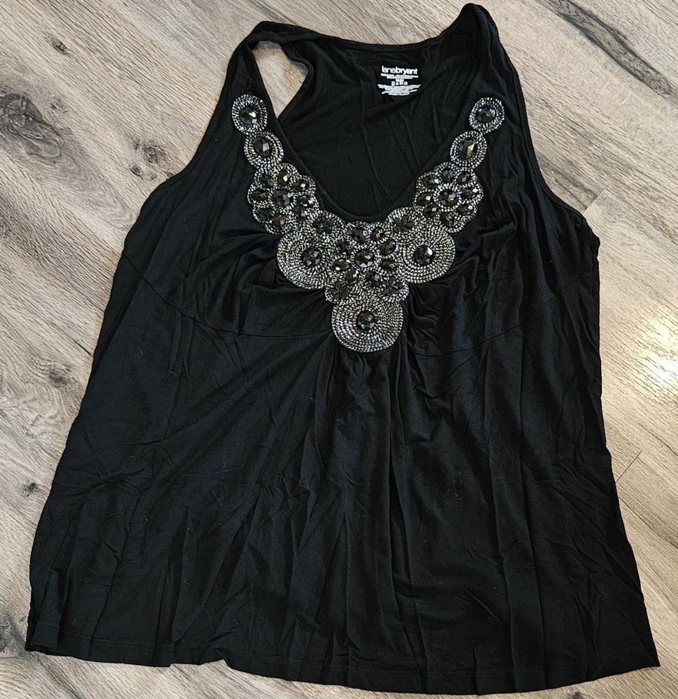 Lane Bryant Black Embellished Scoop Neck Tank Top Size 18/20