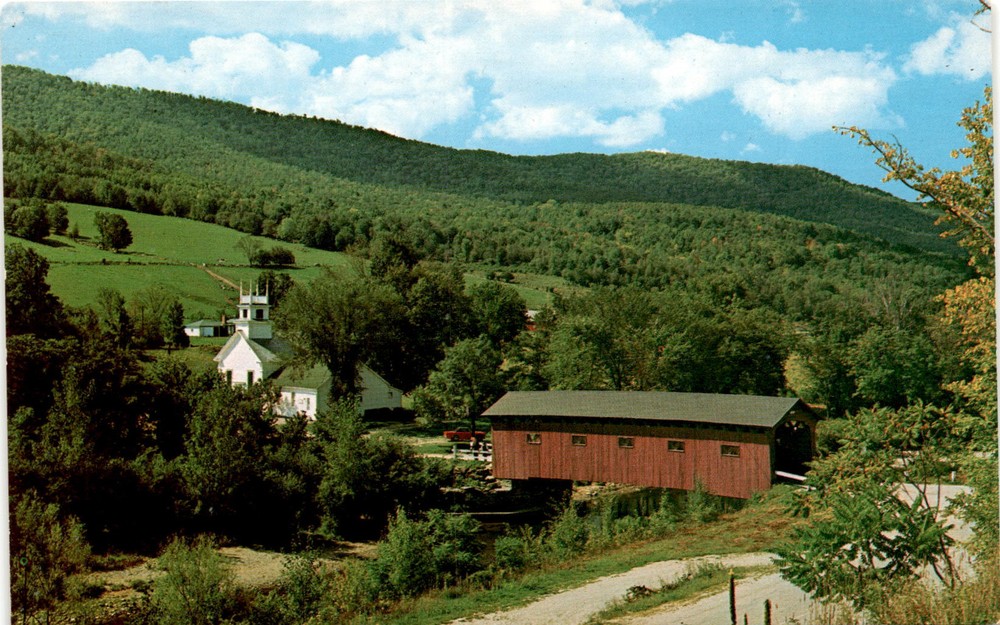 VT 390, West Arlington, Vermont, Green Mountains, Battenkill River, Postcard