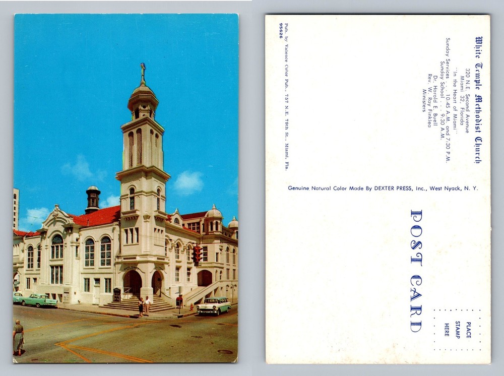 Miami, FL-Florida, White Temple Methodist Church PC View Vintage Postcard