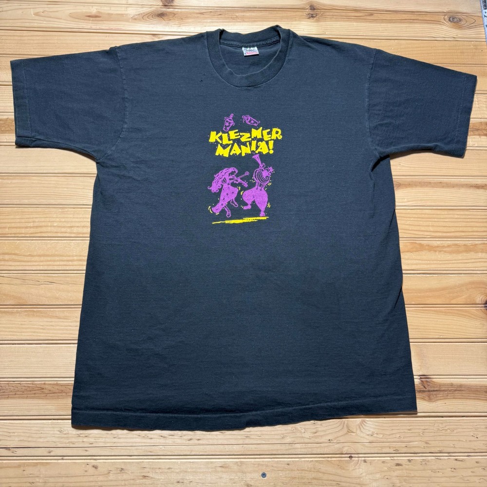 Vintage 90s Klezmer Mania Jewish Music Band Single Stitch Graphic T-Shirt USA XL