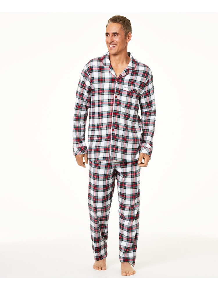 White Plaid Sleep Shirt Pajama Top for Family Intimates Size M