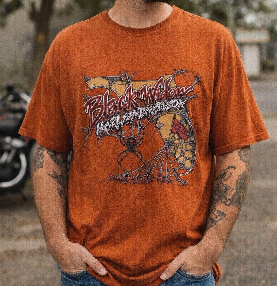 Harley Davidson T-Shirt Mens 3XL Graphic Tee Black Widow Port Charlotte Florida