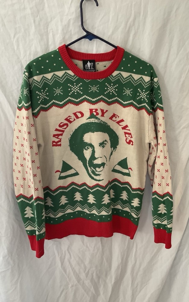 Elf Christmas Ugly Sweater Buddy The Elf Movie Green Red Holiday Men’s Size Med