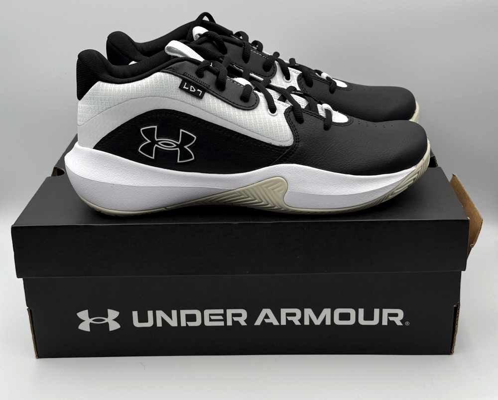 Under Armour Lockdown 7 Basketball Shoes Men Size 9.5 Black White 3028512 002