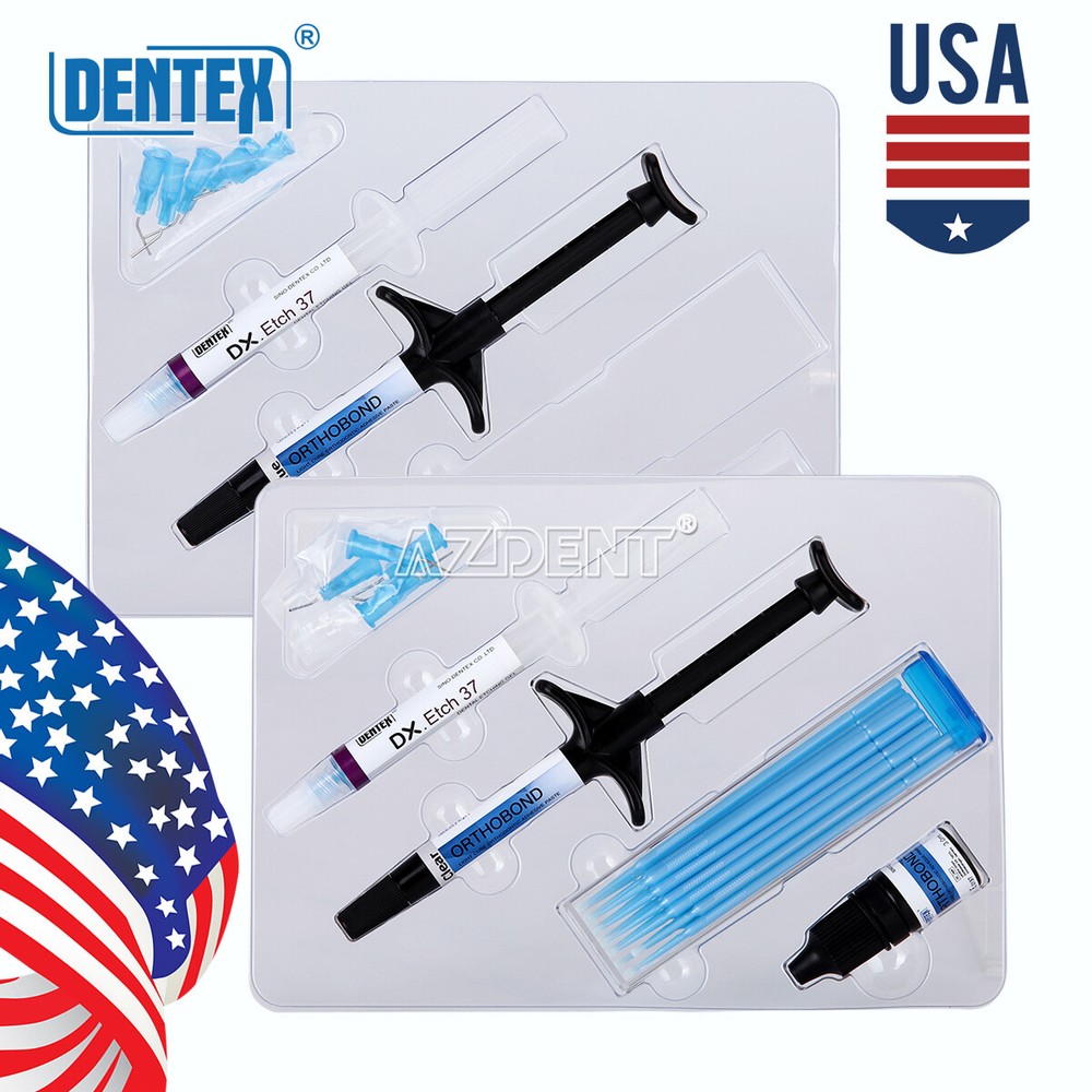 Dental Light Cure Orthodontic Adhesive Kit Dentex Clear/Band Cement Blue Glue US