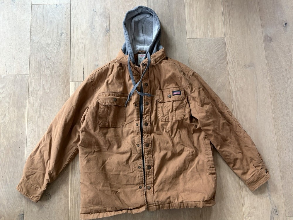 Dickies Duck Hooded Canvas Shirt Jacket - size large