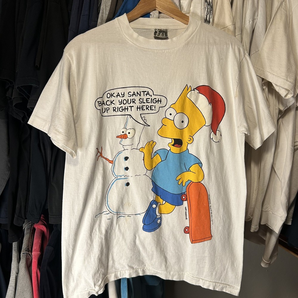 Vintage The Simpsons T Shirt Christmas 1990 Mens Large Vtg 90s Bart Simpson Rare