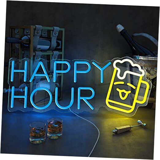 Happy Hour Neon Sign, Bar Man Cave Club Home Bedroom Led Neon Light signs,