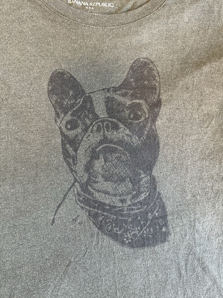 Banana Republic Men's Large French Bulldog T-shirt Green