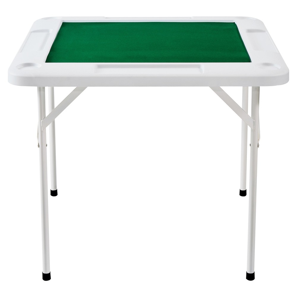 UimosoMahjong Table 4 Player Folding Card Table & Table Mat Cup Holder Chip Tray