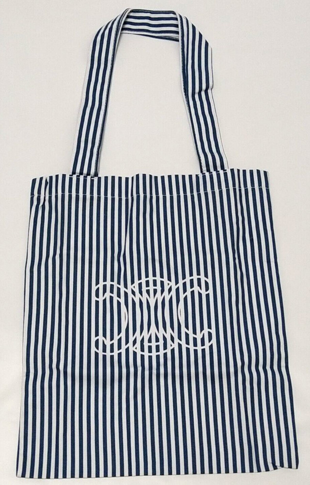 CELINE tote bag for women canvas Novelty Eco Bag Navy white stripes Size:S