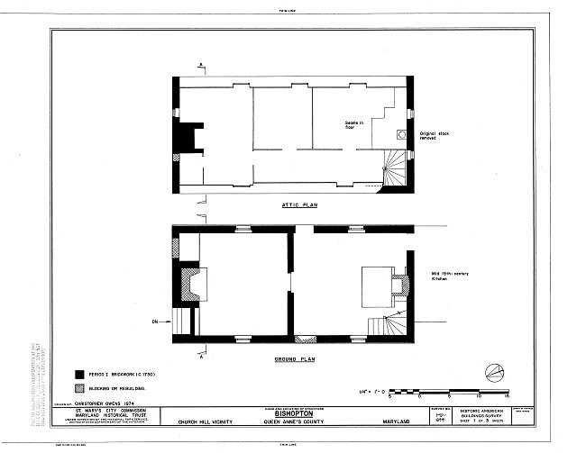 Bishopton,Church Hill,Queen Anne's County,MD,Maryland,HABS,Historic Survey
