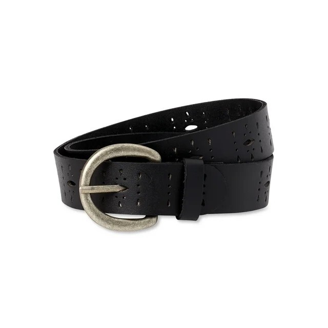 Womens Black Perforated Leather Belt (Size 3X) BRAND NEW W TAGS