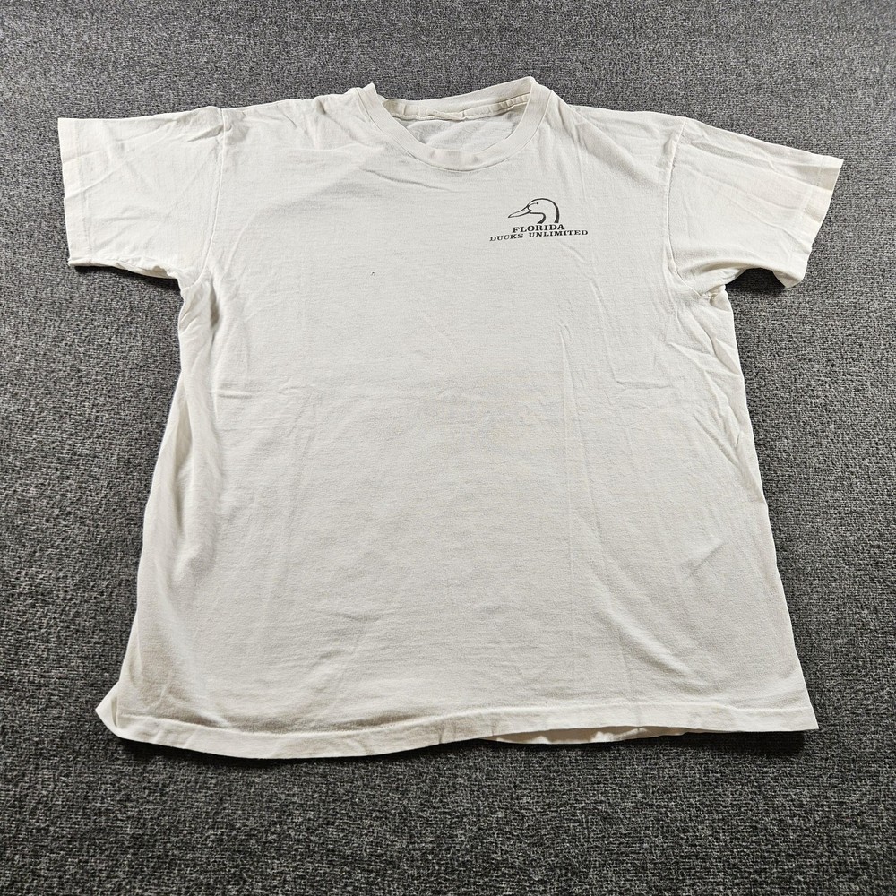 Vintage Ducks Unlimited Shirt Mens Large White Florida 1990 Graphic Tee 90s