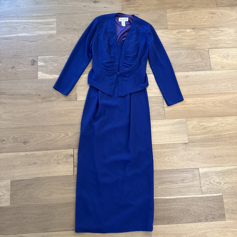 J.R. Nites Caliendo 2pc Royal Blue Beaded Formal Gown Set Sz 10 Jacked & Dress