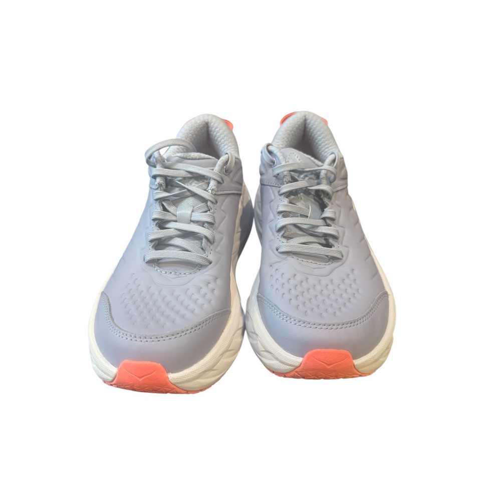 Hoka One One Bondi 8 Women Slip Resistant Blue Grey Coral Running Shoe Size 7.5